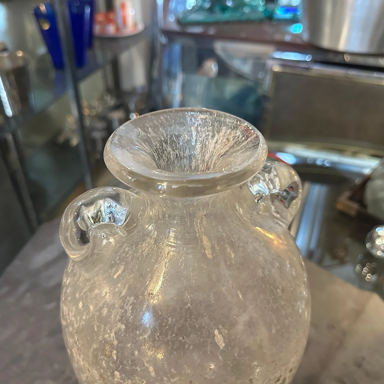 Tall amphora-shaped Murano glass vase by Seguso, 1970s 4