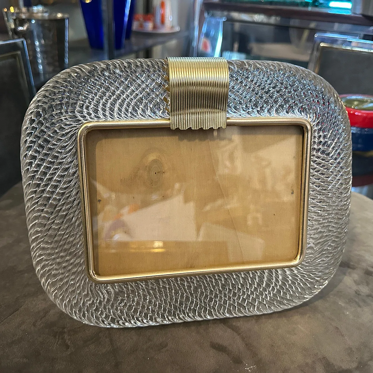 Clear Murano glass picture frame by Barovier, 1990s 4