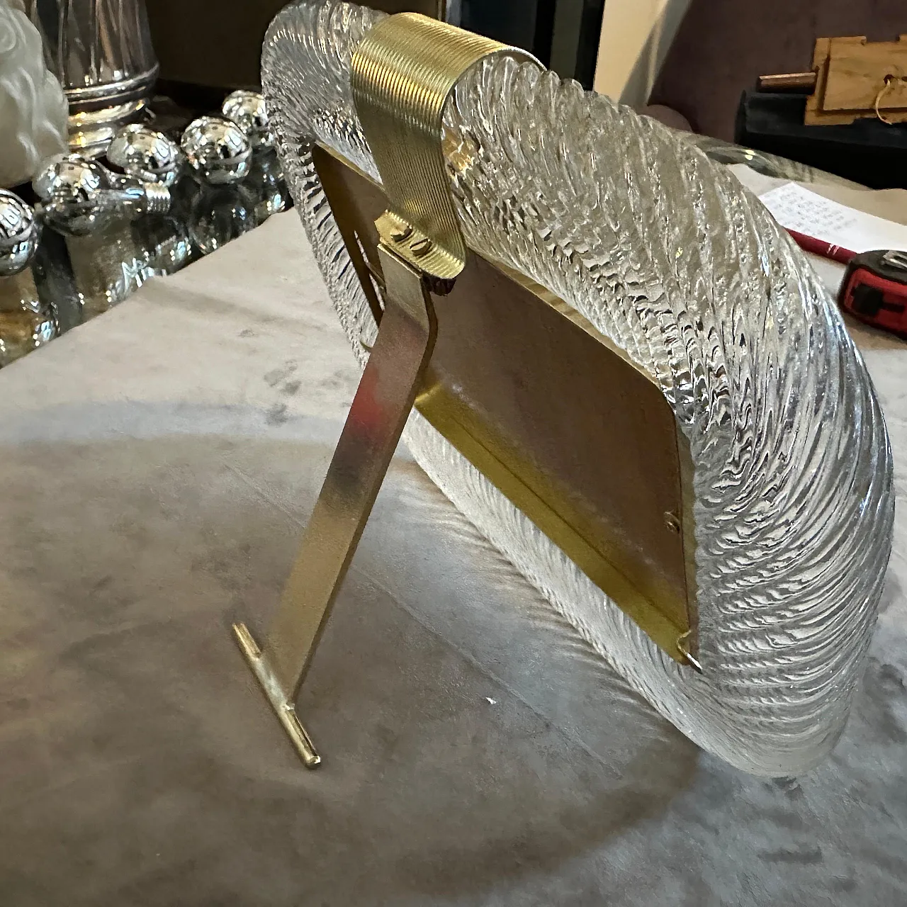 Clear Murano glass picture frame by Barovier, 1990s 5