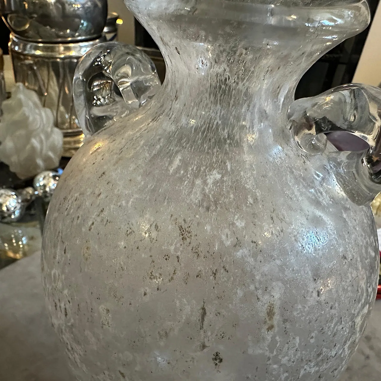 Tall amphora-shaped Murano glass vase by Seguso, 1970s 7