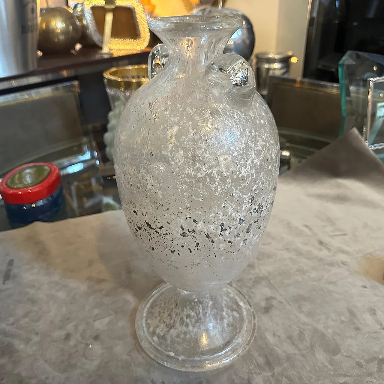 Tall amphora-shaped Murano glass vase by Seguso, 1970s 9