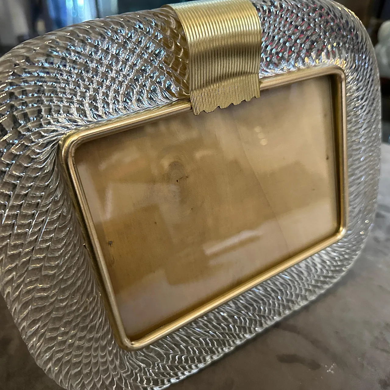 Clear Murano glass picture frame by Barovier, 1990s 10