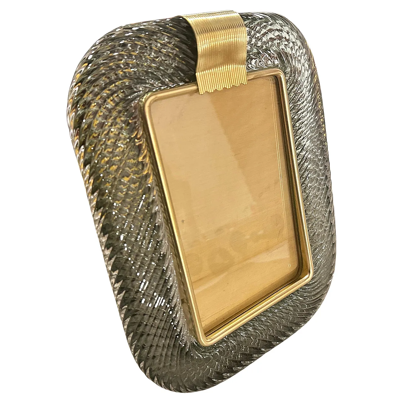 Grey Murano glass and brass frame by Barovier, 1990s 1