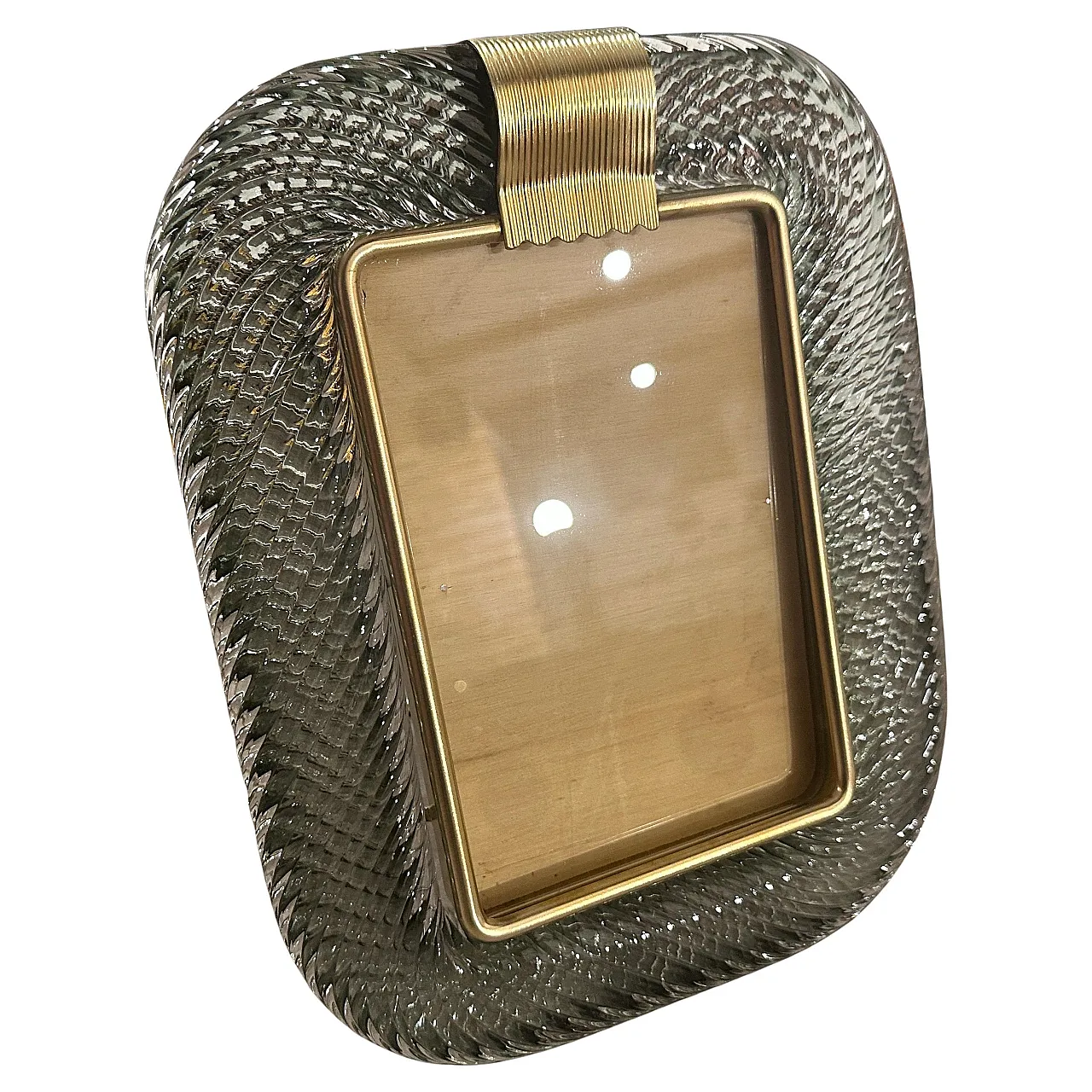 Grey Murano glass and brass frame by Barovier, 1990s 2