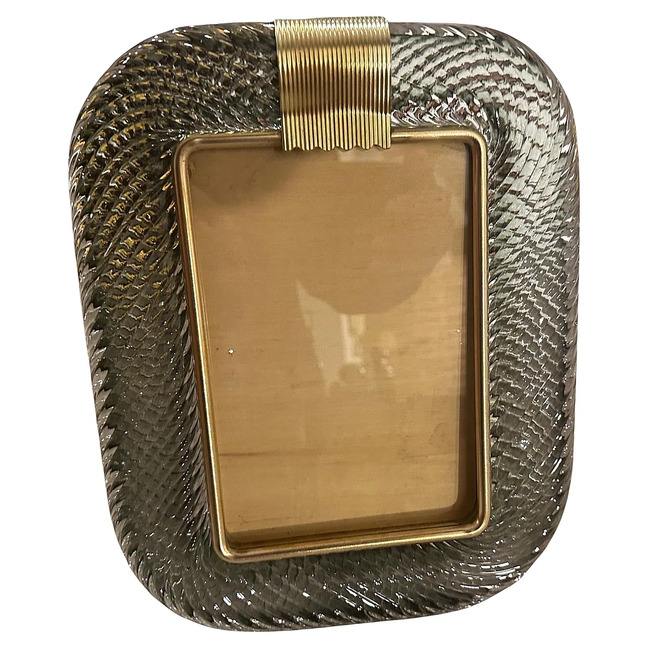 Grey Murano glass and brass frame by Barovier, 1990s 3