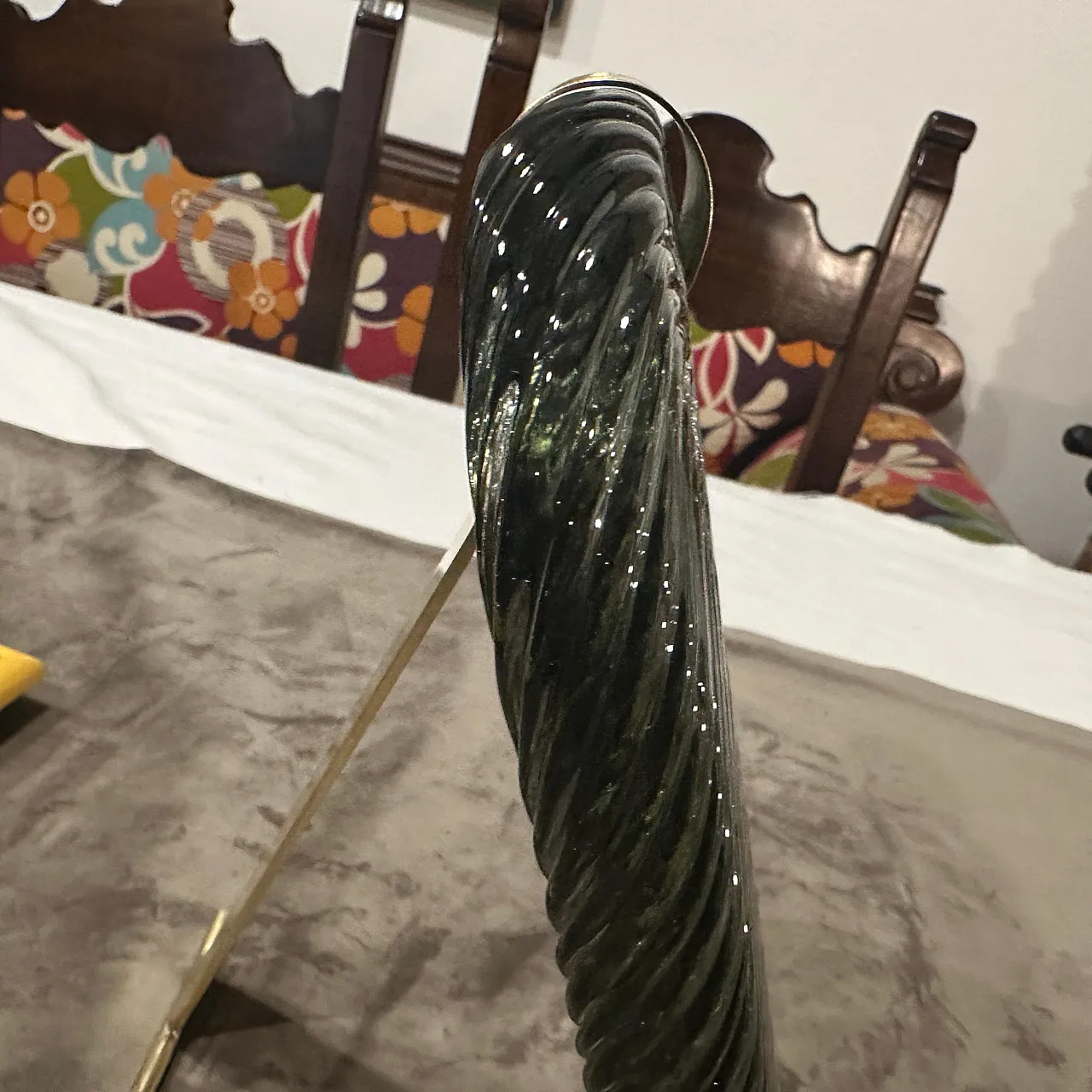 Grey Murano glass and brass frame by Barovier, 1990s 4