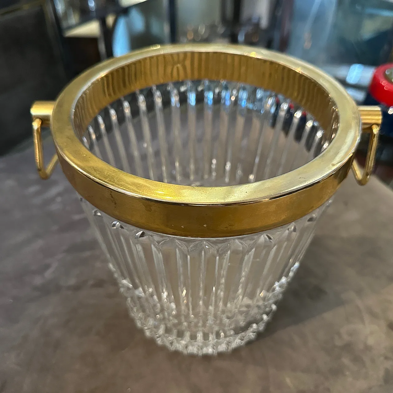 Raffreddatore di vino placcato in argento e cristallo pesante, anni 70 2