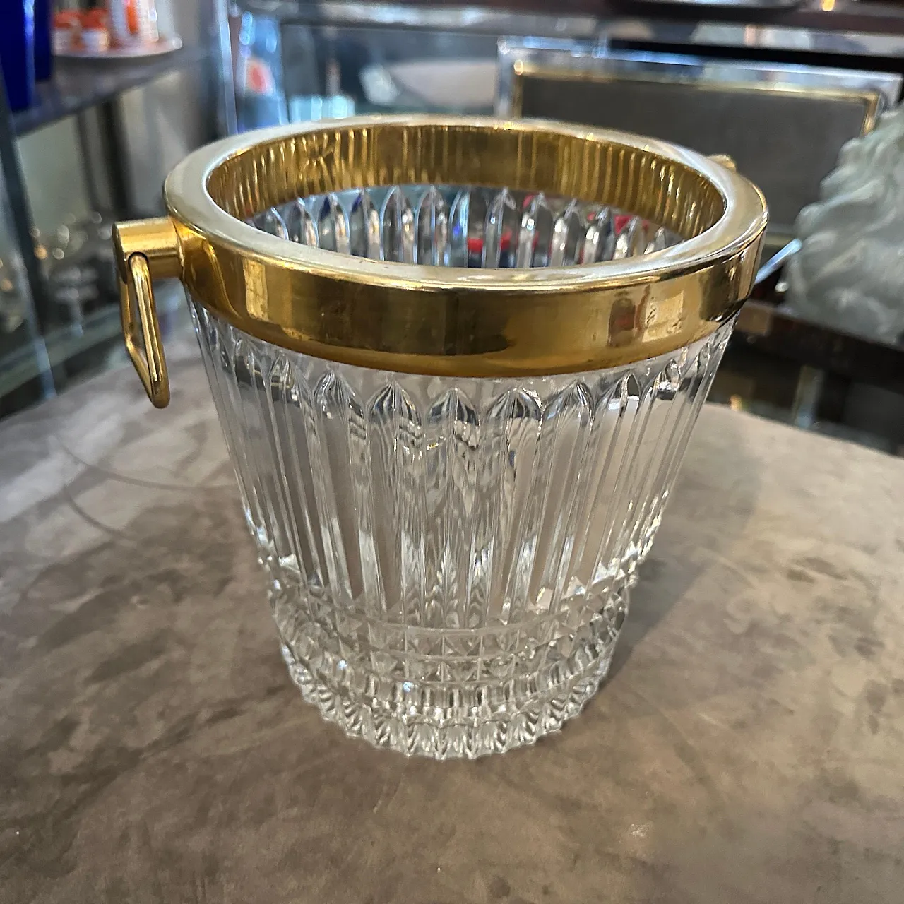 Raffreddatore di vino placcato in argento e cristallo pesante, anni 70 3