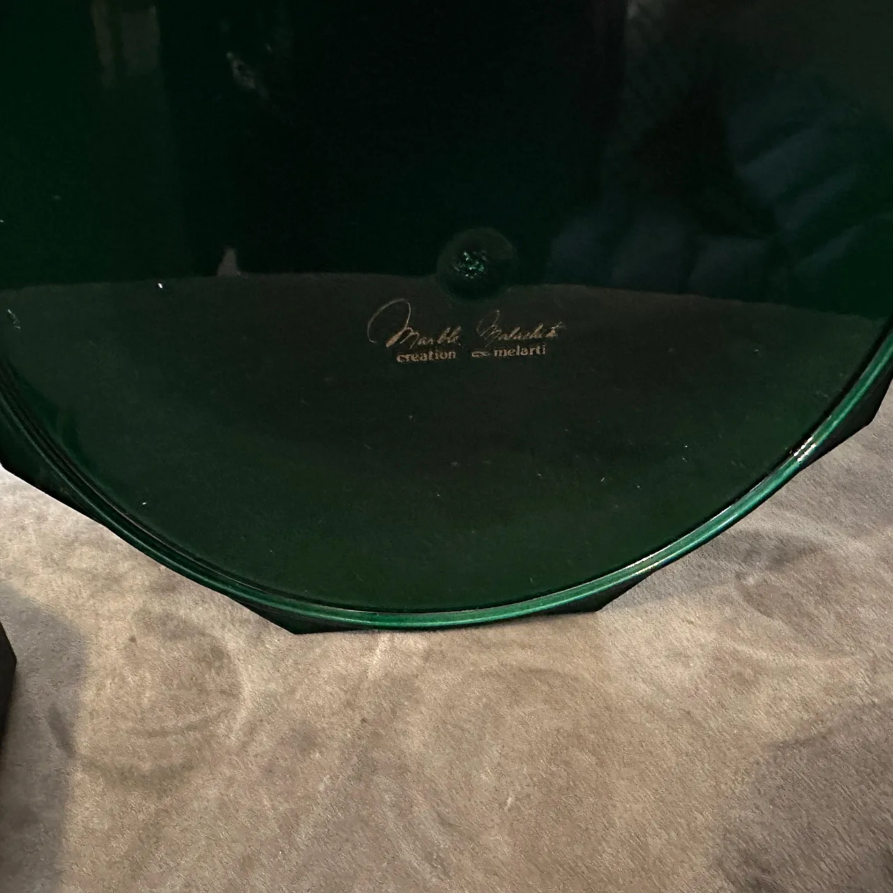 Secchiello per ghiaccio in finta malachite, lucite e ottone, anni '70 6