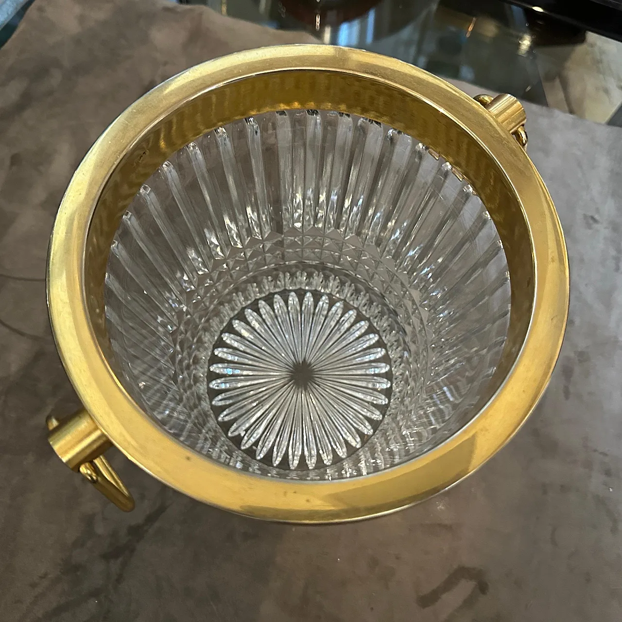 Raffreddatore di vino placcato in argento e cristallo pesante, anni 70 4