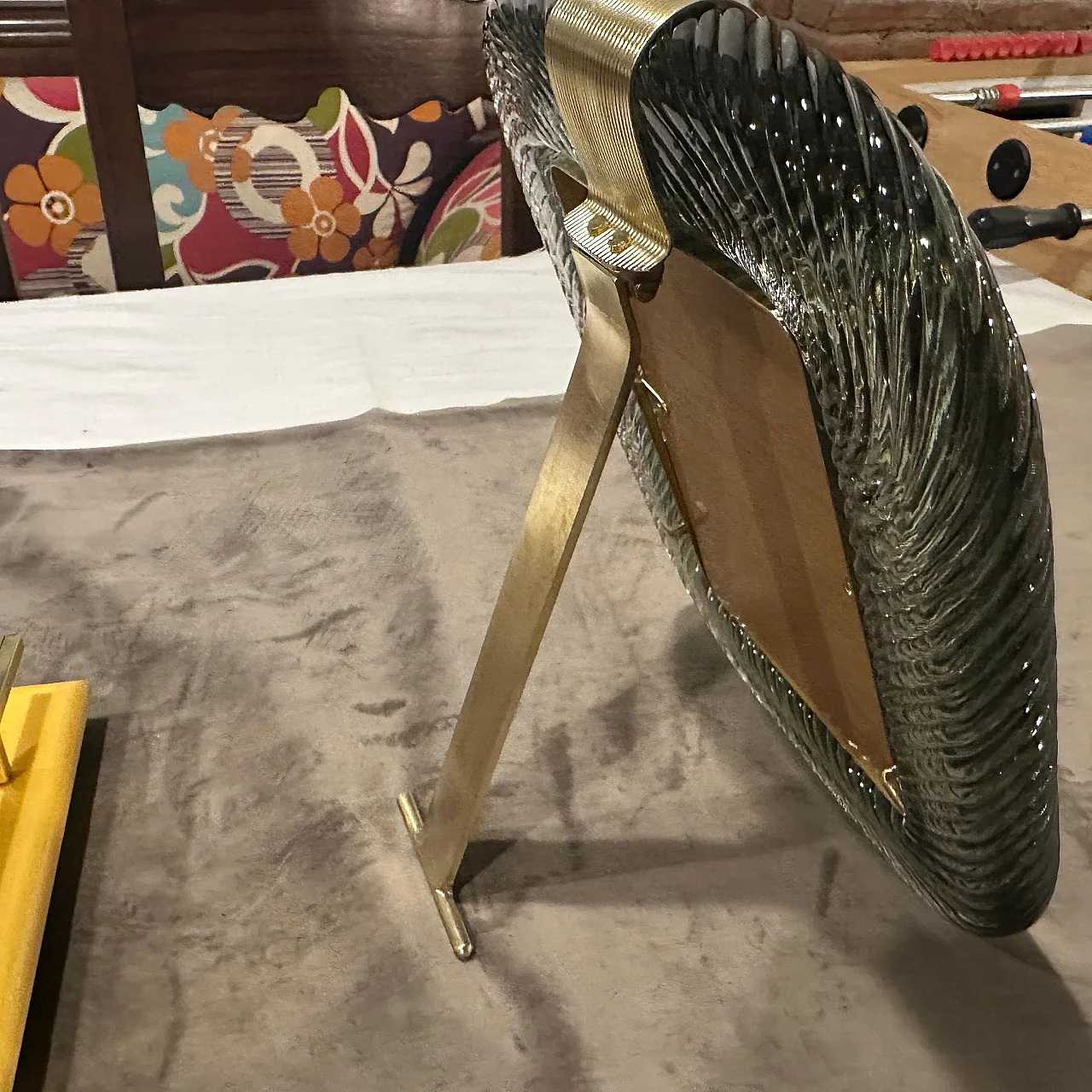 Grey Murano glass and brass frame by Barovier, 1990s 8