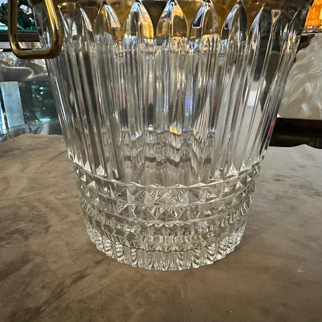 Raffreddatore di vino placcato in argento e cristallo pesante, anni 70 5