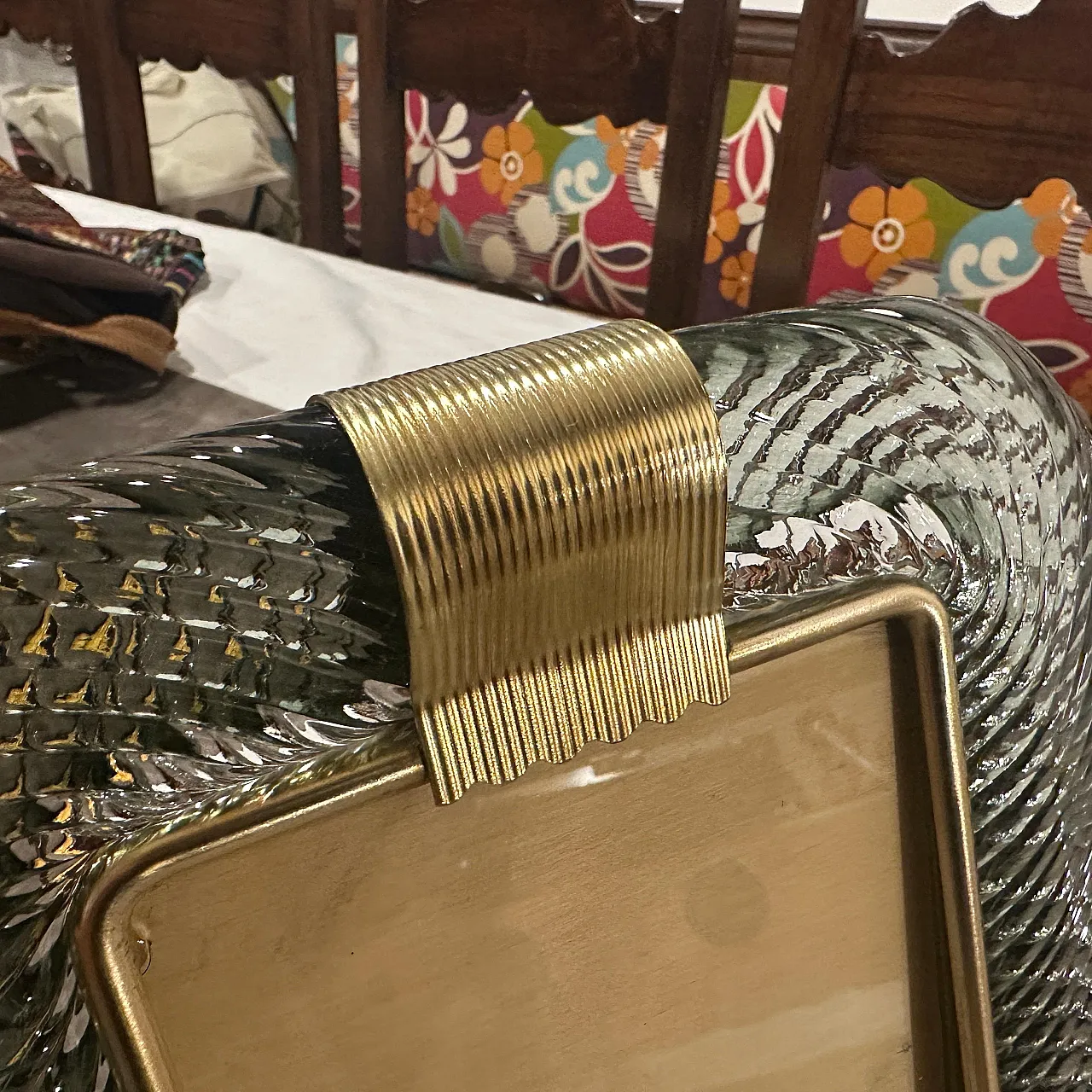 Grey Murano glass and brass frame by Barovier, 1990s 9