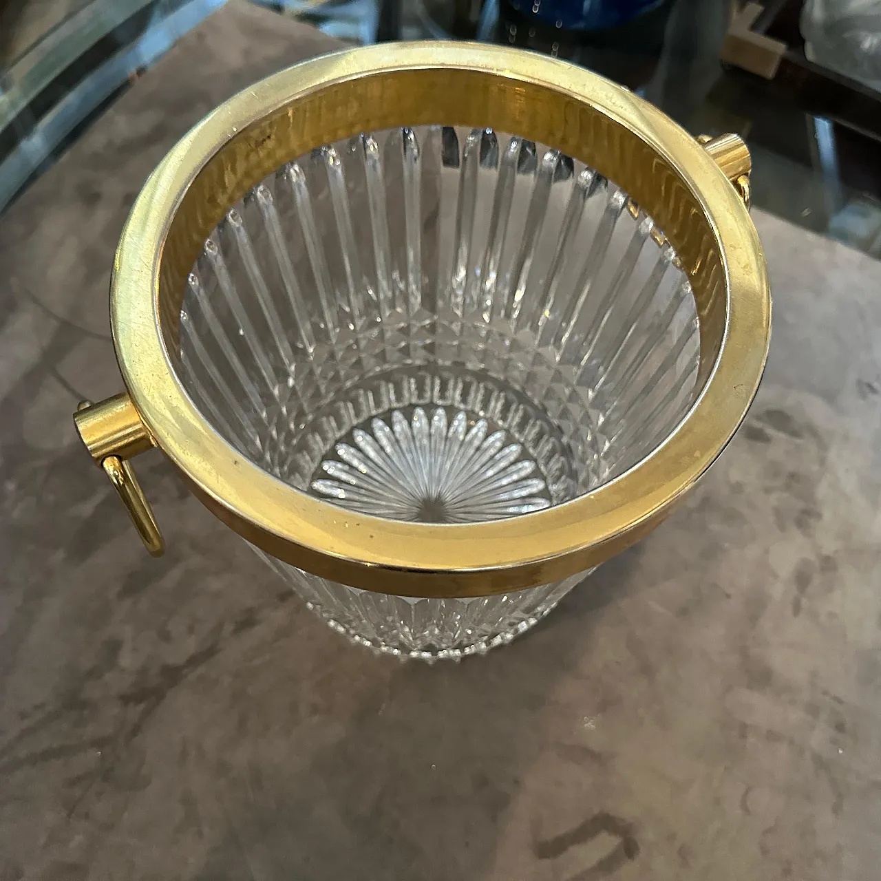 Raffreddatore di vino placcato in argento e cristallo pesante, anni 70 6