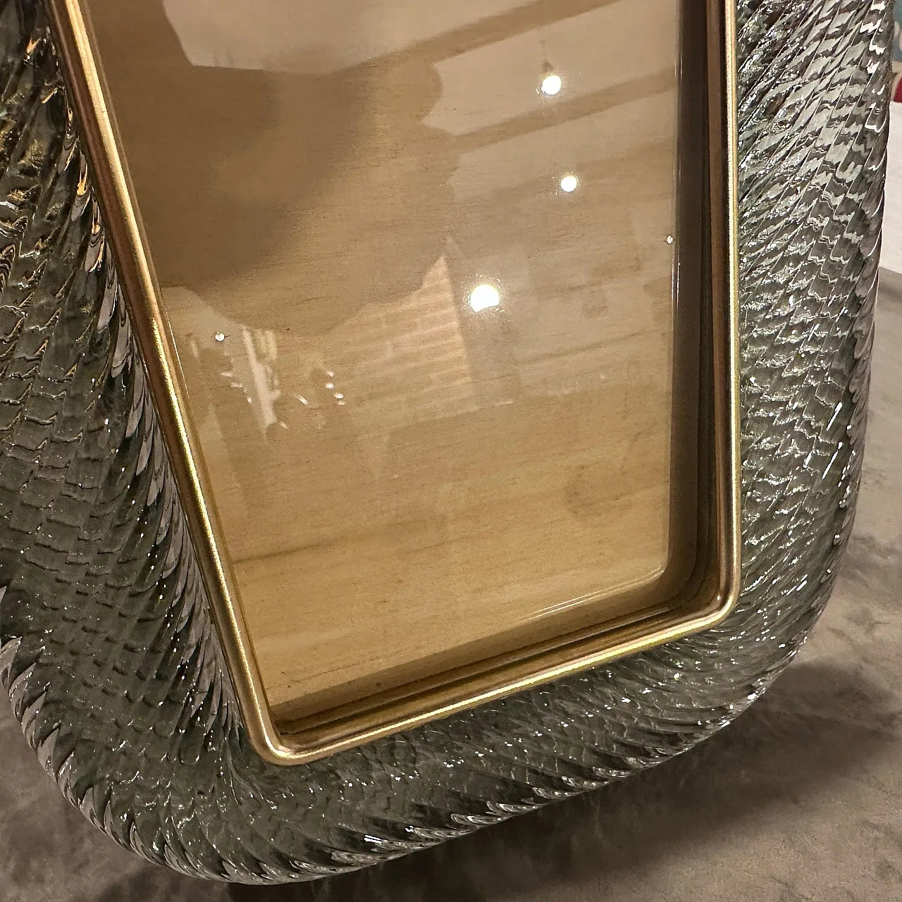 Grey Murano glass and brass frame by Barovier, 1990s 11