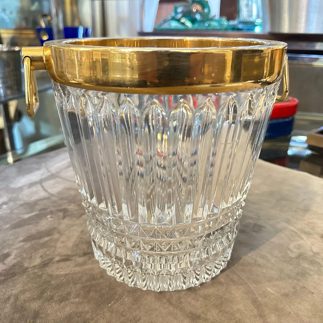 Raffreddatore di vino placcato in argento e cristallo pesante, anni 70 9