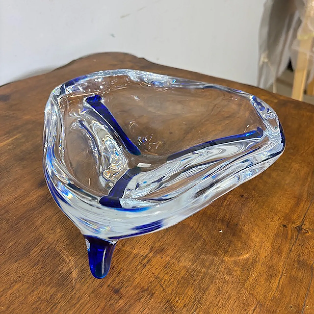 Centrotavola Murano trasparente e blu firmato alla base, 1970 5