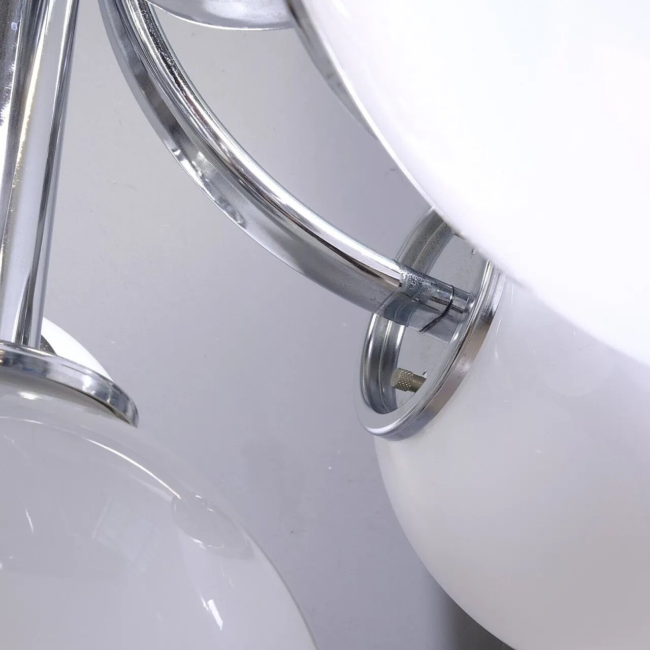 Lampadario da soffitto in metallo cromato e vetro di Murano, anni '70 11