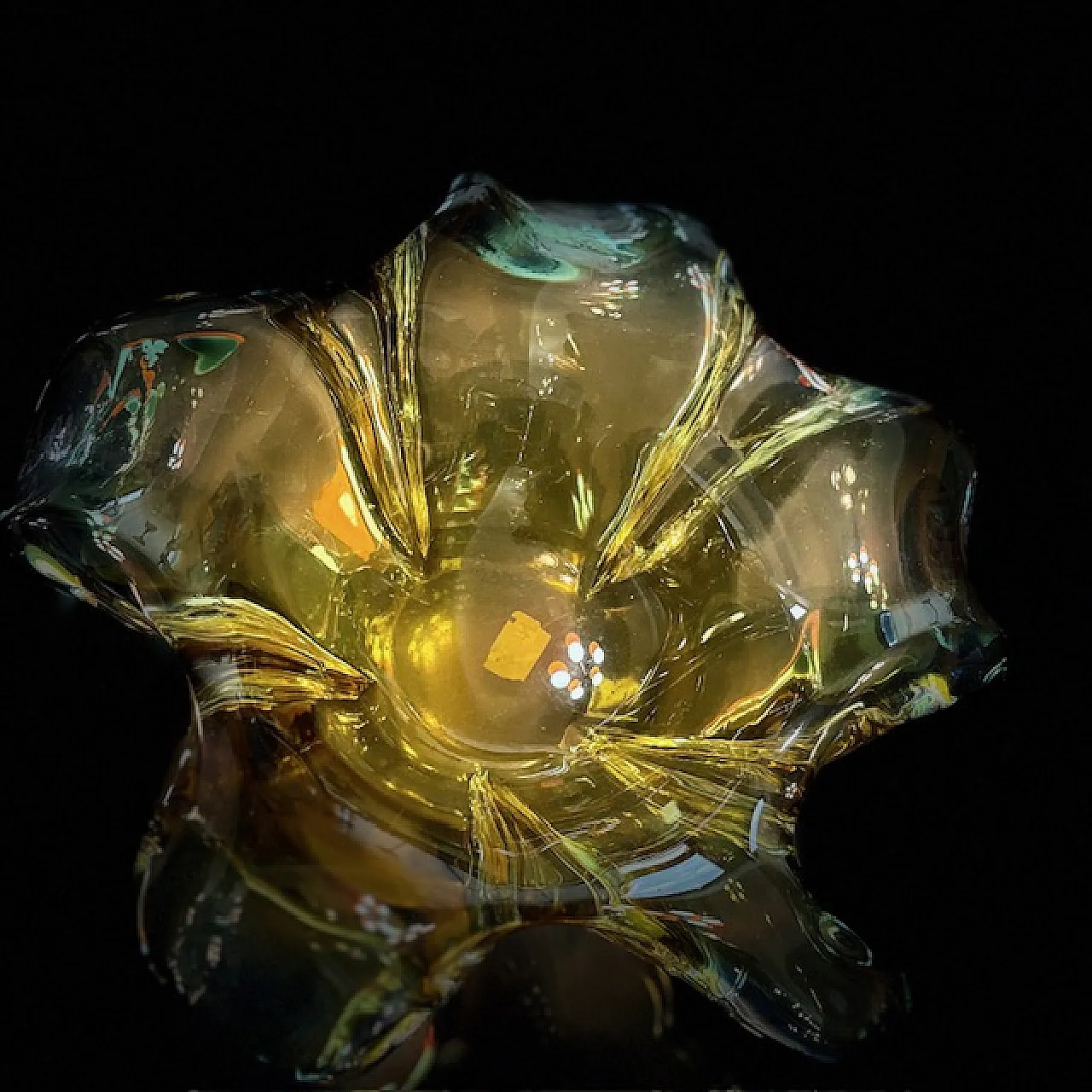 Centrotavola in vetro Giallo  Murano sommerso anni 70 . 1