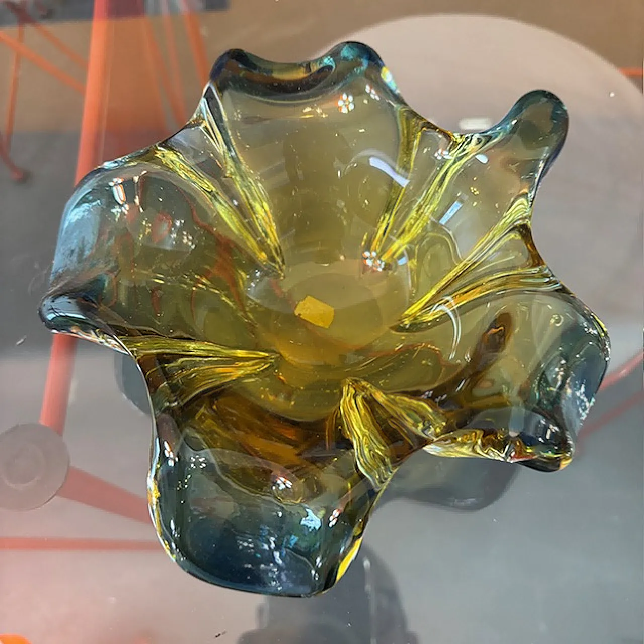 Centrotavola in vetro Giallo  Murano sommerso anni 70 . 3