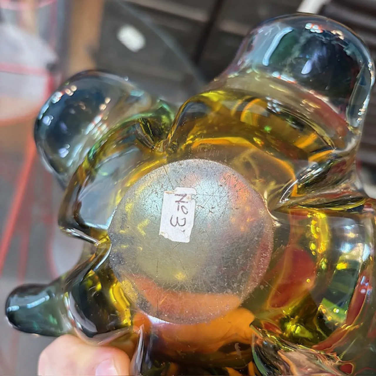 Centrotavola in vetro Giallo  Murano sommerso anni 70 . 6