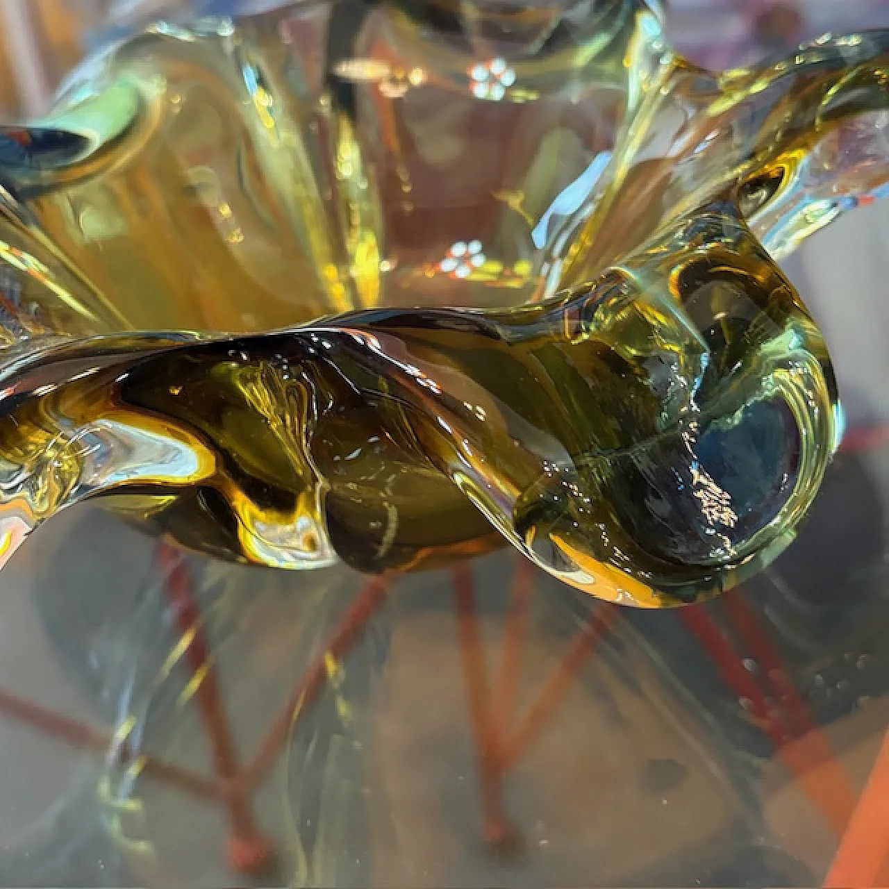 Centrotavola in vetro Giallo  Murano sommerso anni 70 . 10