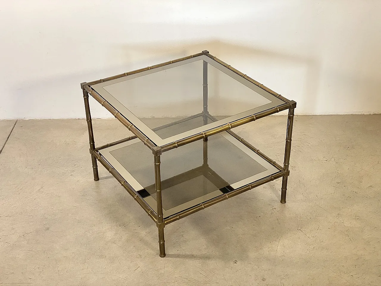 Square table in fake bamboo fake 70s 4