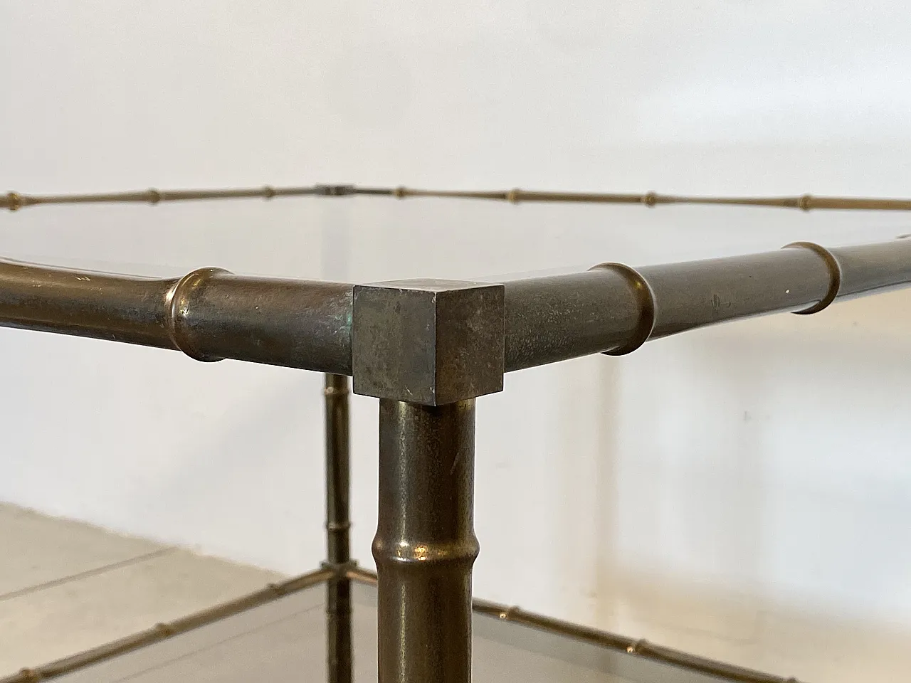 Square table in fake bamboo fake 70s 9