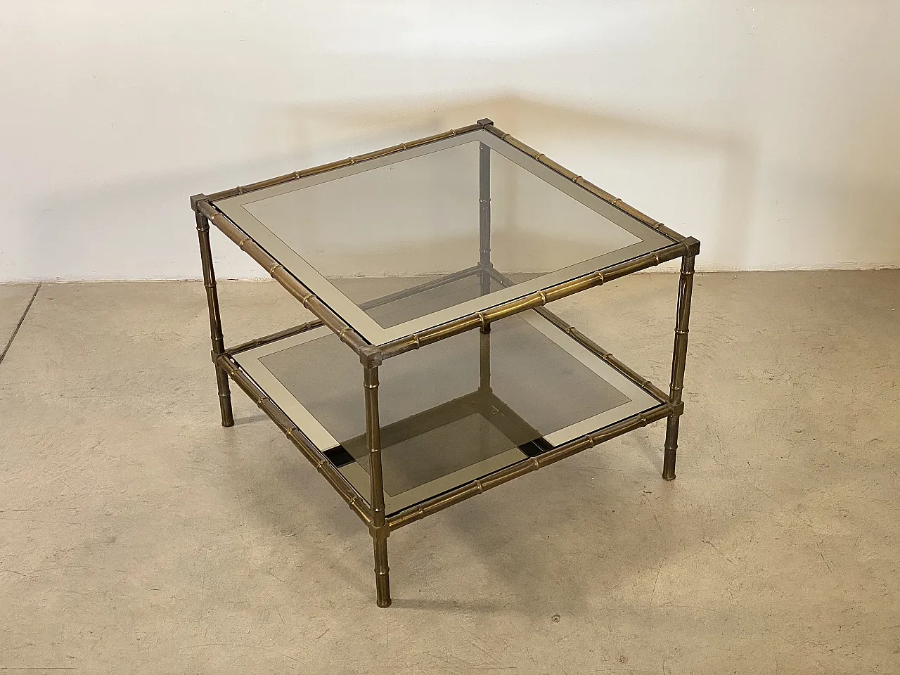 Square table in fake bamboo fake 70s 12