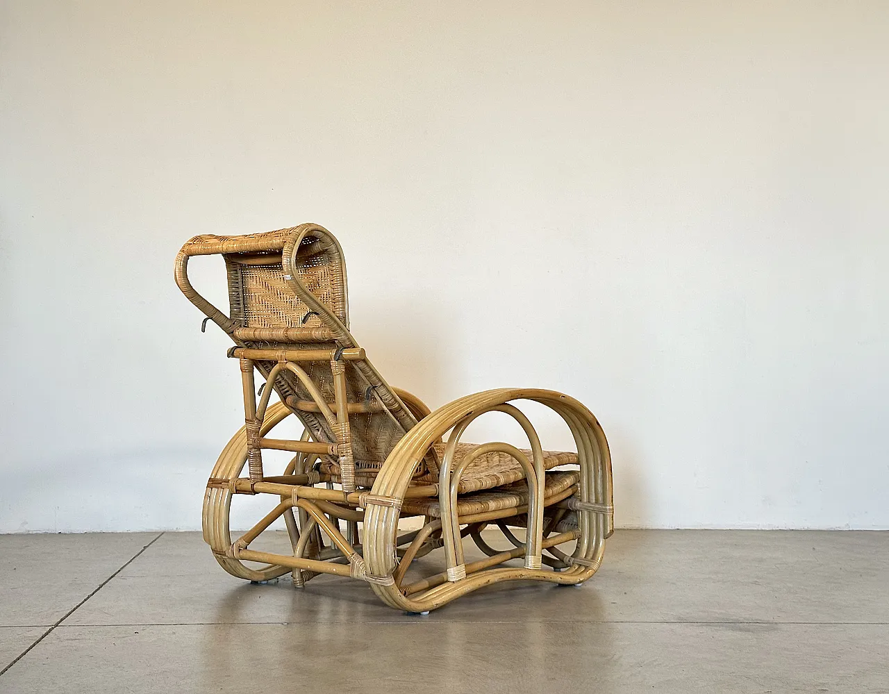 Coppia di chaises longue in bambù anni '80 12