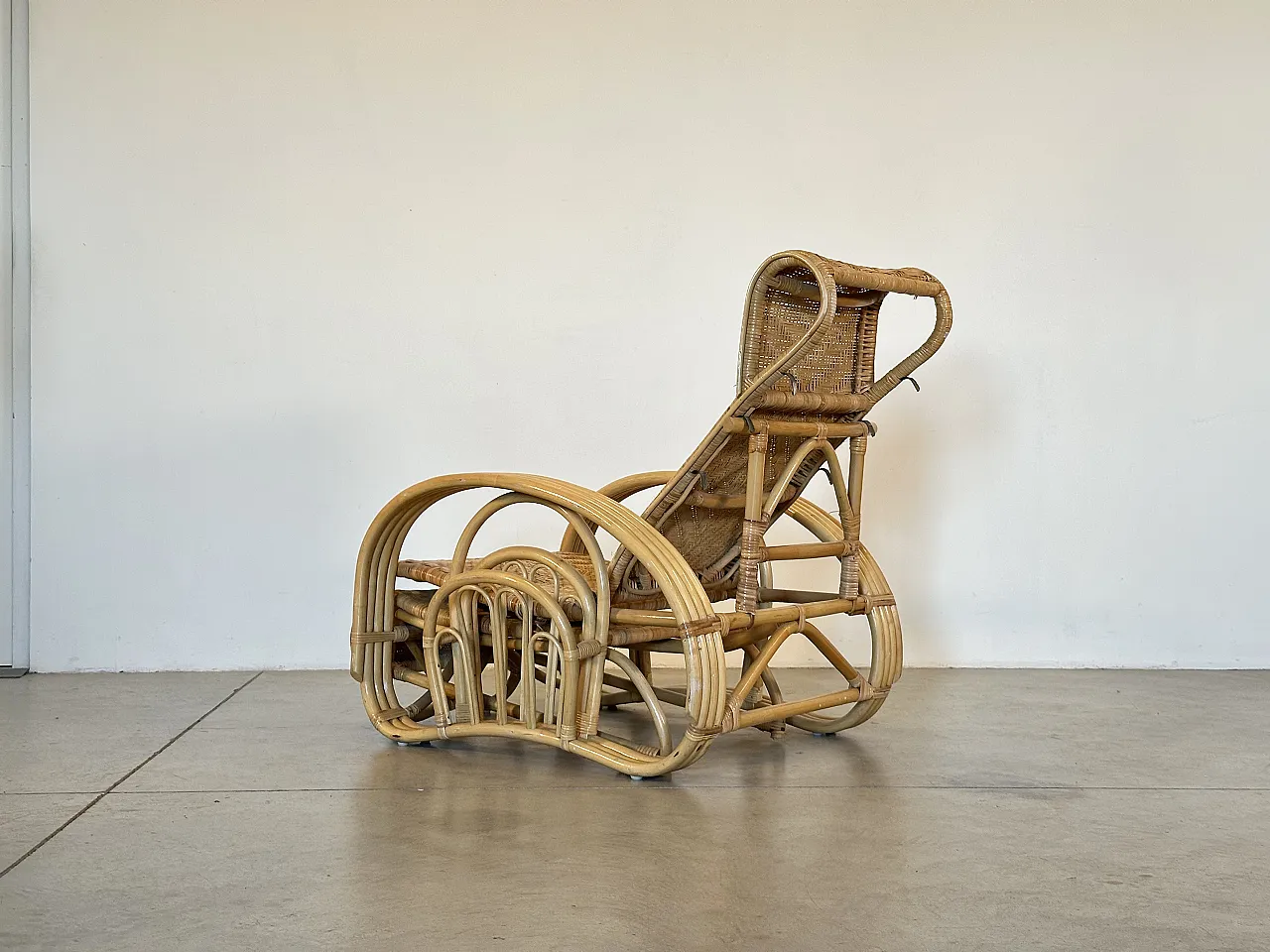 Coppia di chaises longue in bambù anni '80 18