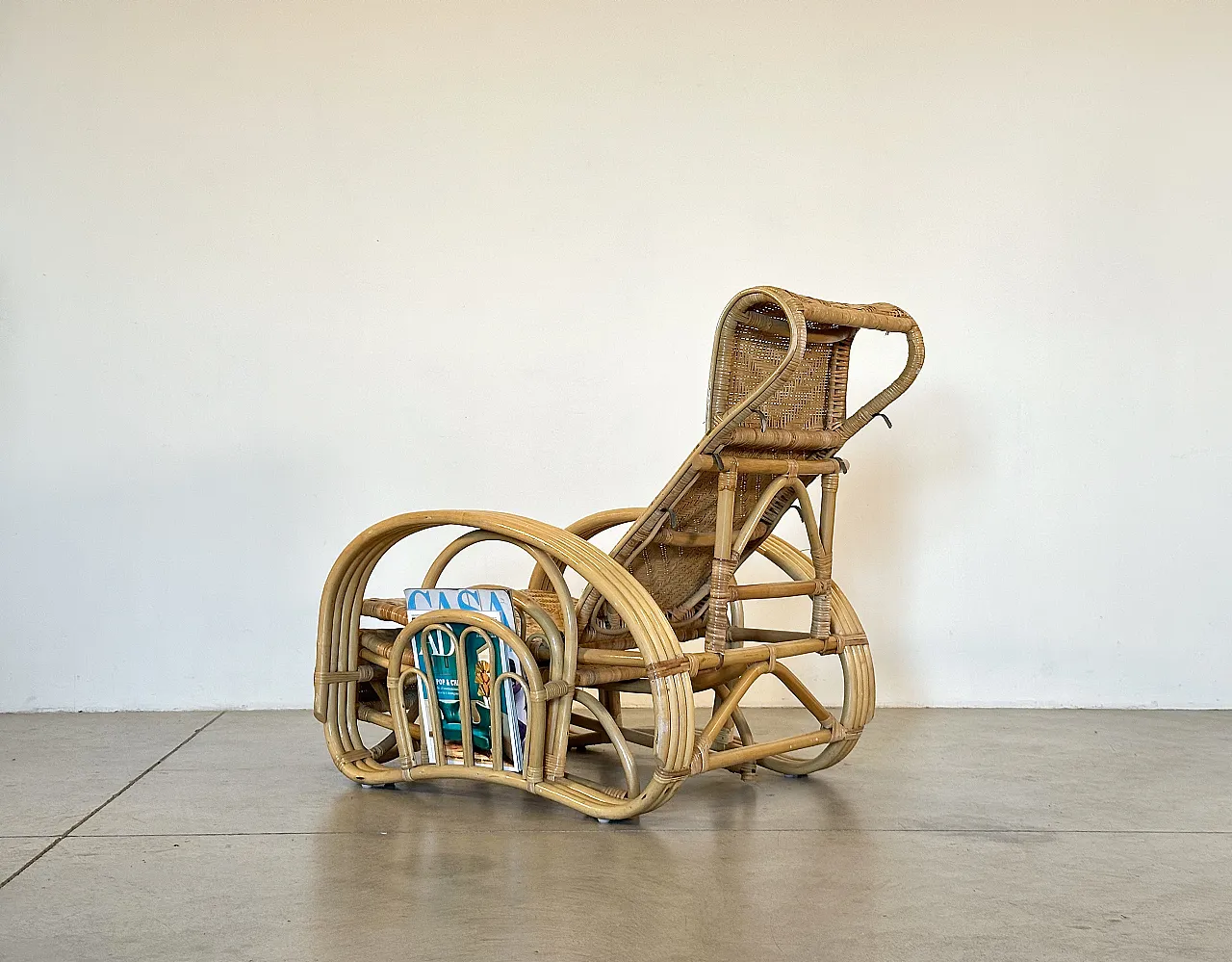 Coppia di chaises longue in bambù anni '80 21