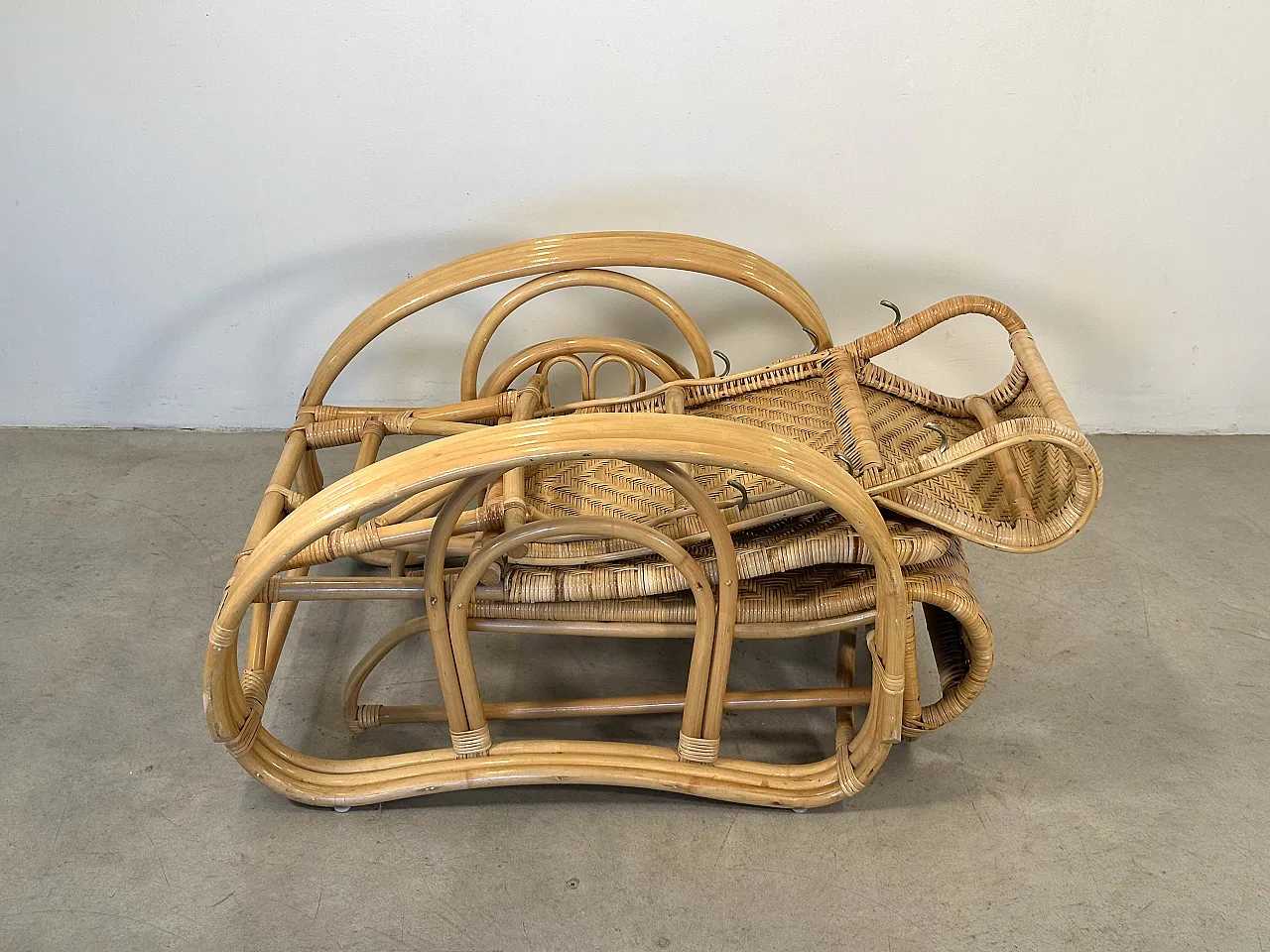 Coppia di chaises longue in bambù anni '80 24