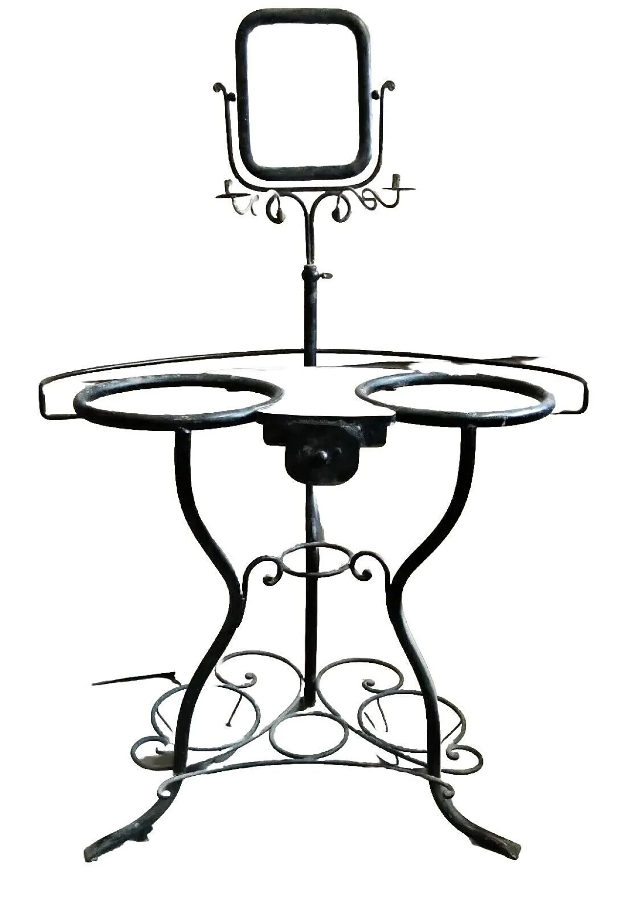 Toeletta in ferro battuto con due bacinelle, fine '800 1