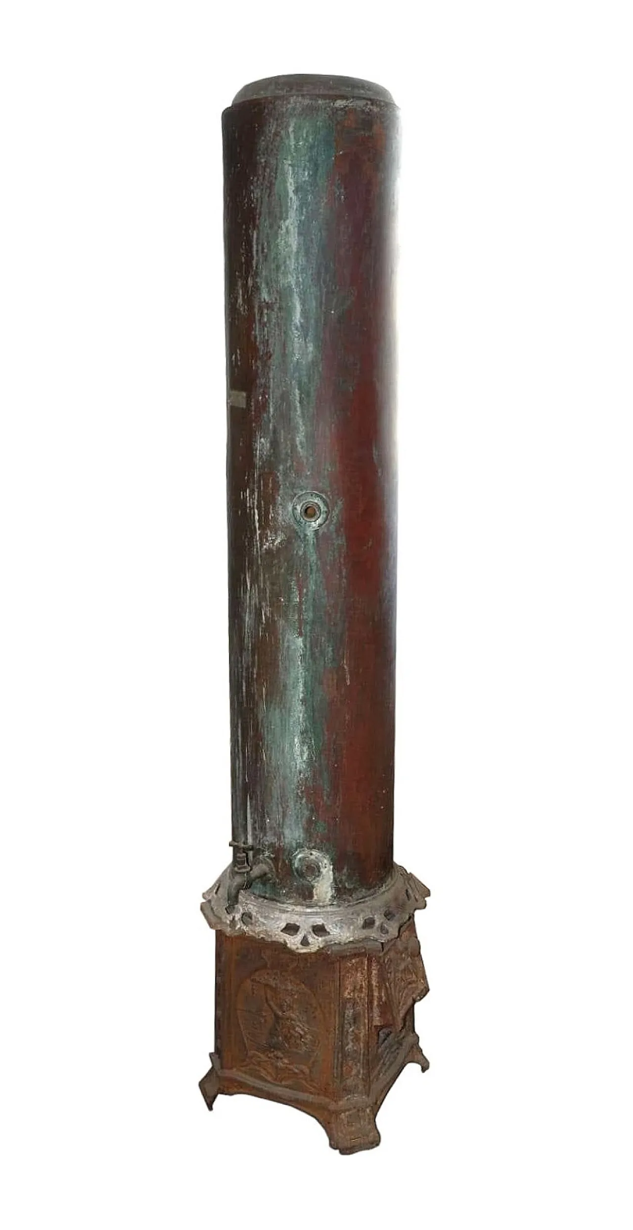 Scaldabagno Liberty in rame e ghisa, fine '800 1