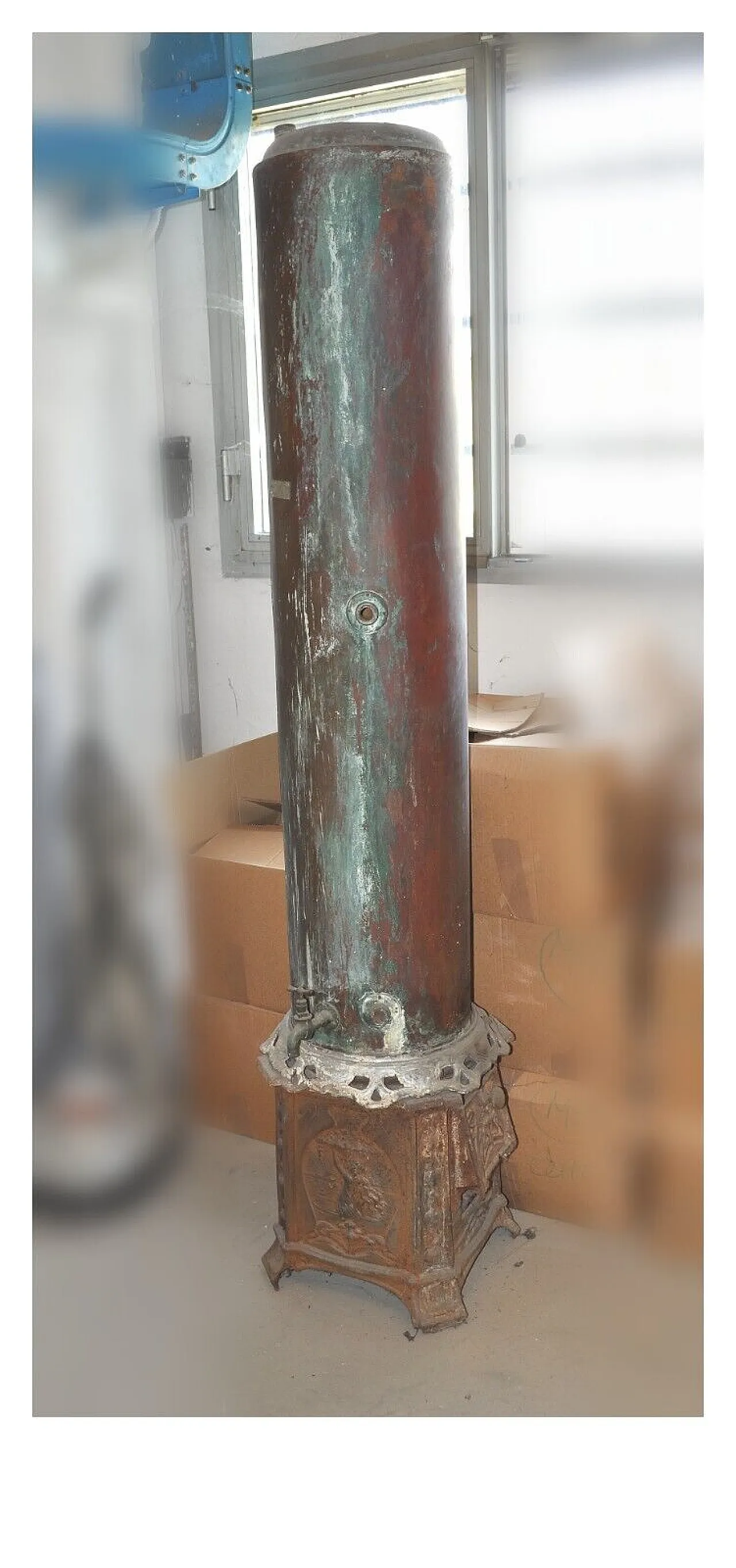 Scaldabagno Liberty in rame e ghisa, fine '800 2