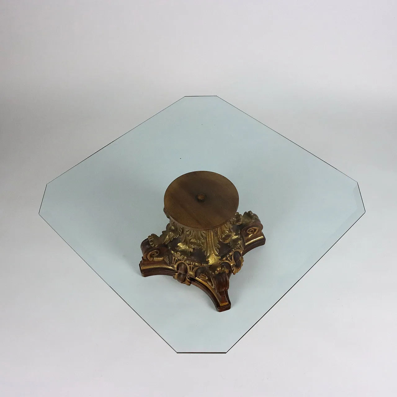 Tavolo in legno e vetro, primo '900 3