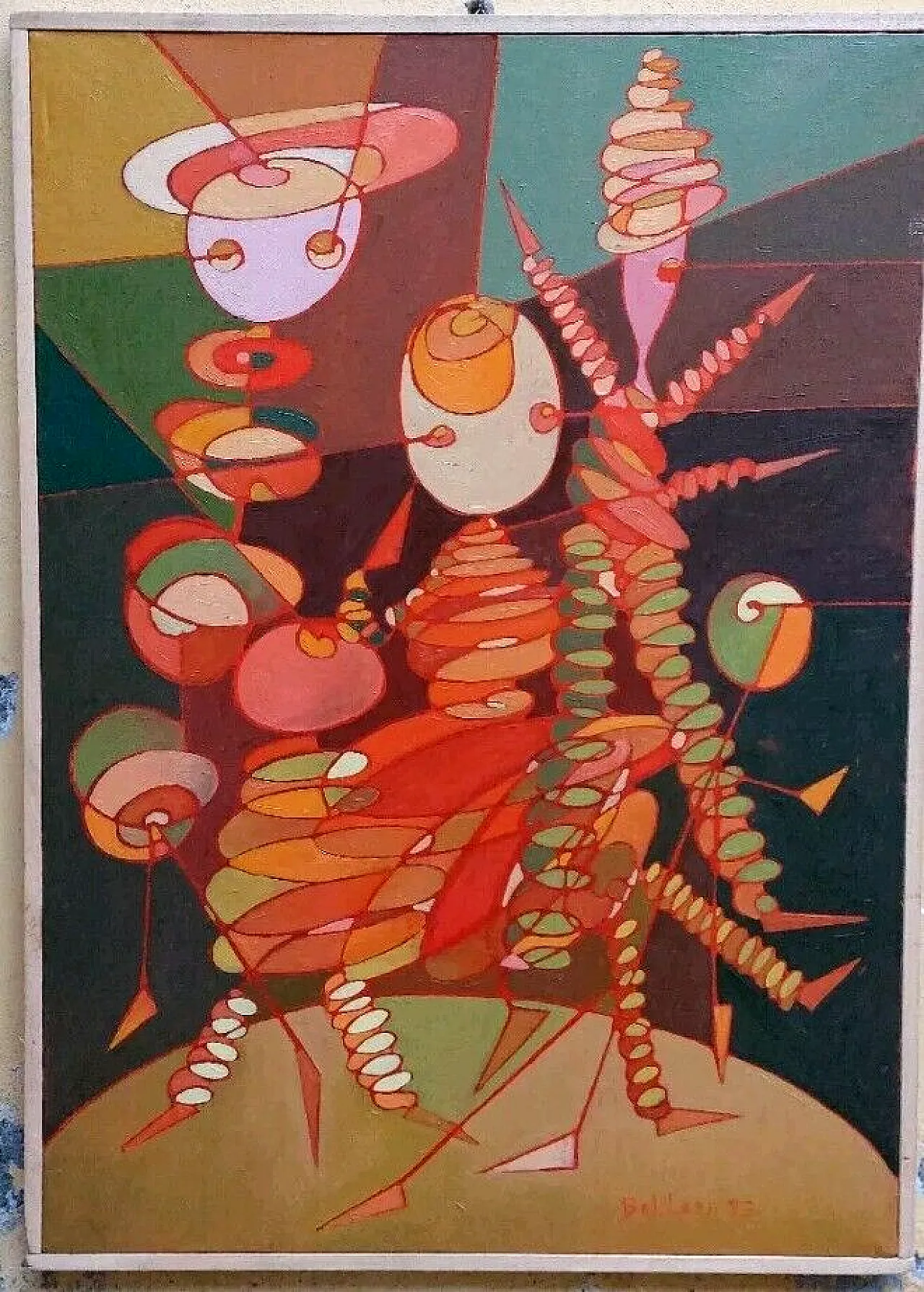 Abstract painting by Franco Balleri, oil on canvas, 1990s 1