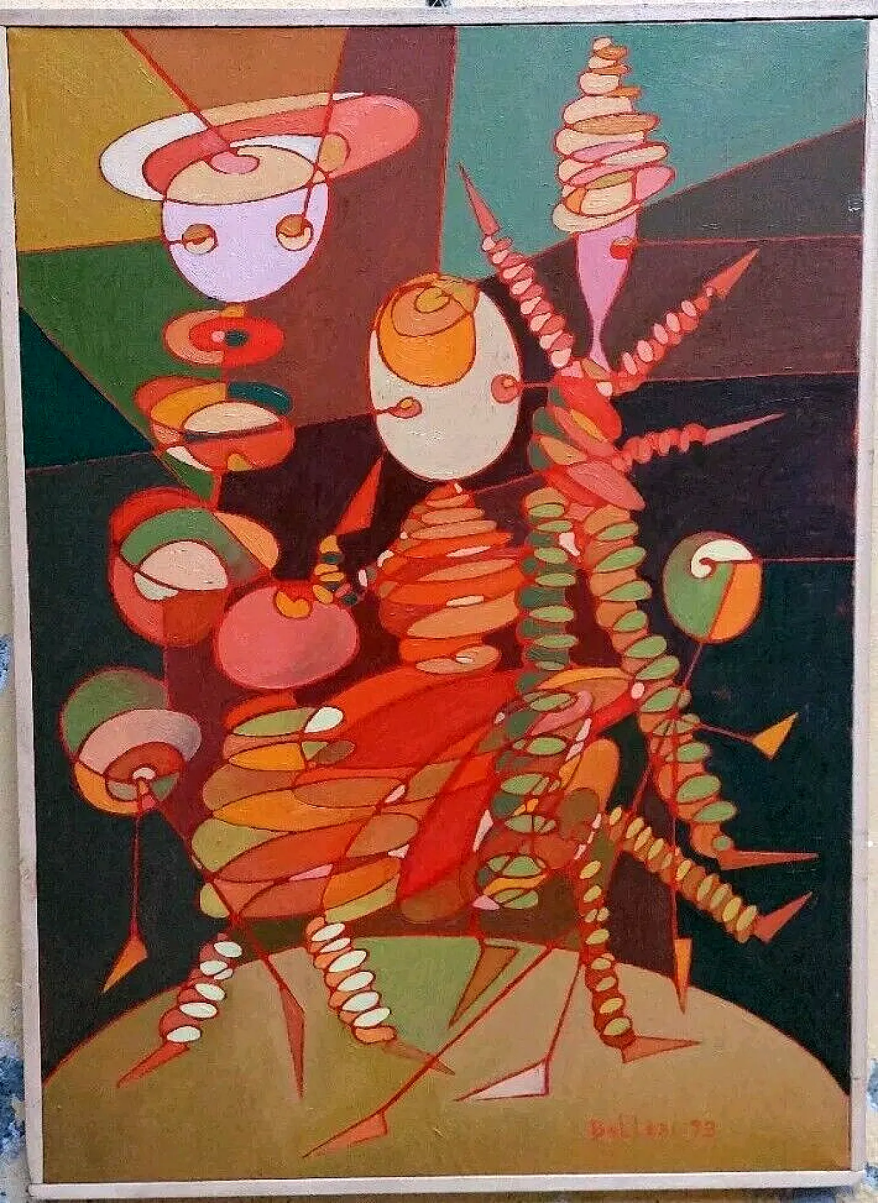 Abstract painting by Franco Balleri, oil on canvas, 1990s 7