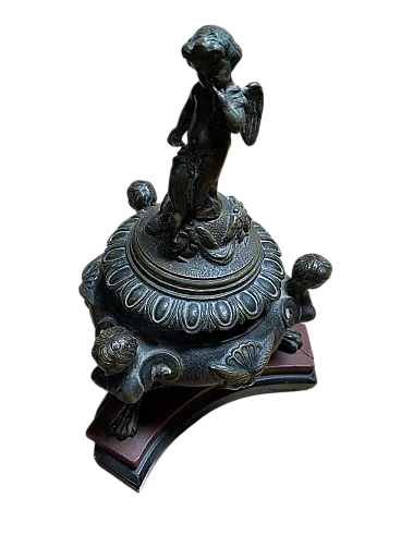 Calamaio in bronzo con base in marmo rosso, '700