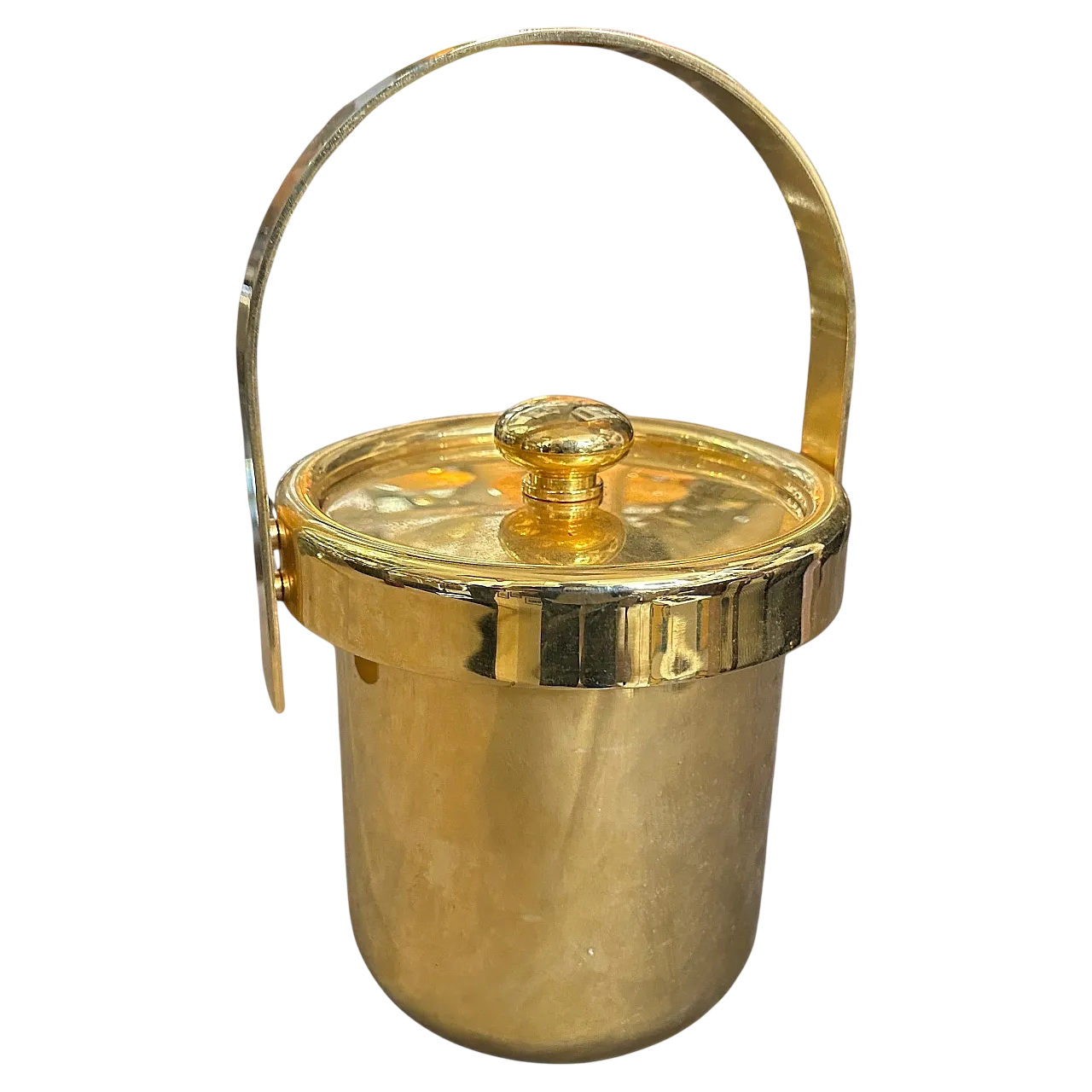 Secchiello per il ghiaccio in metallo dorato, anni '70 12