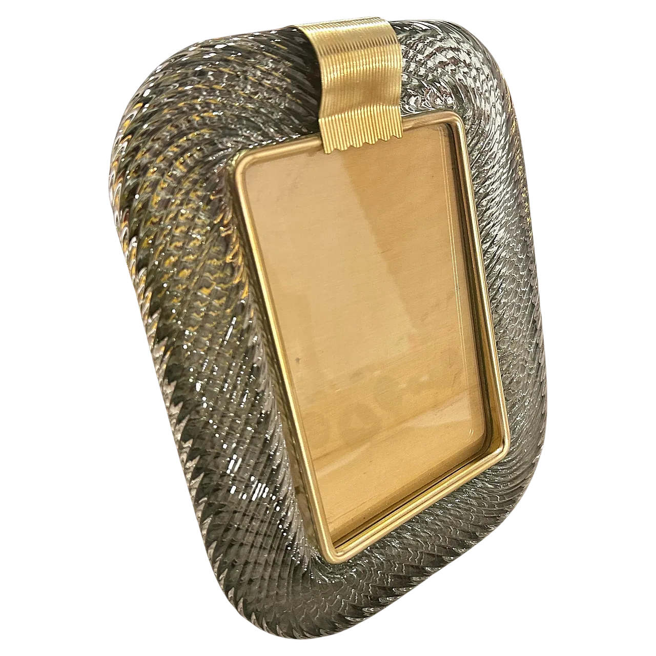 Grey Murano glass and brass frame by Barovier, 1990s 14