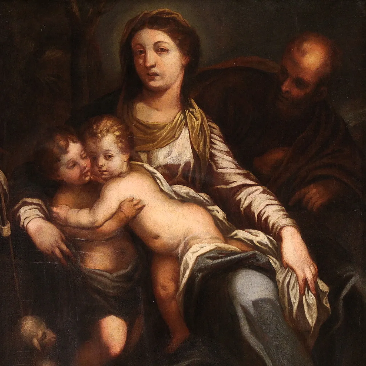 Holy Family, oil Italian painting, 17th century 3