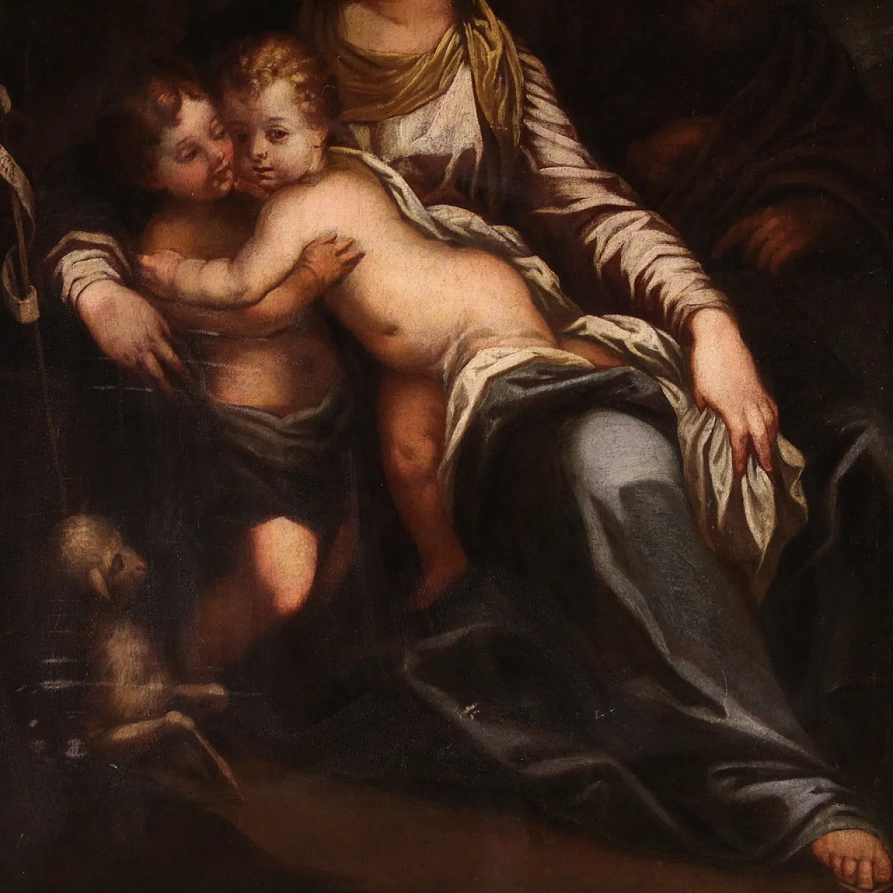 Holy Family, oil Italian painting, 17th century 4