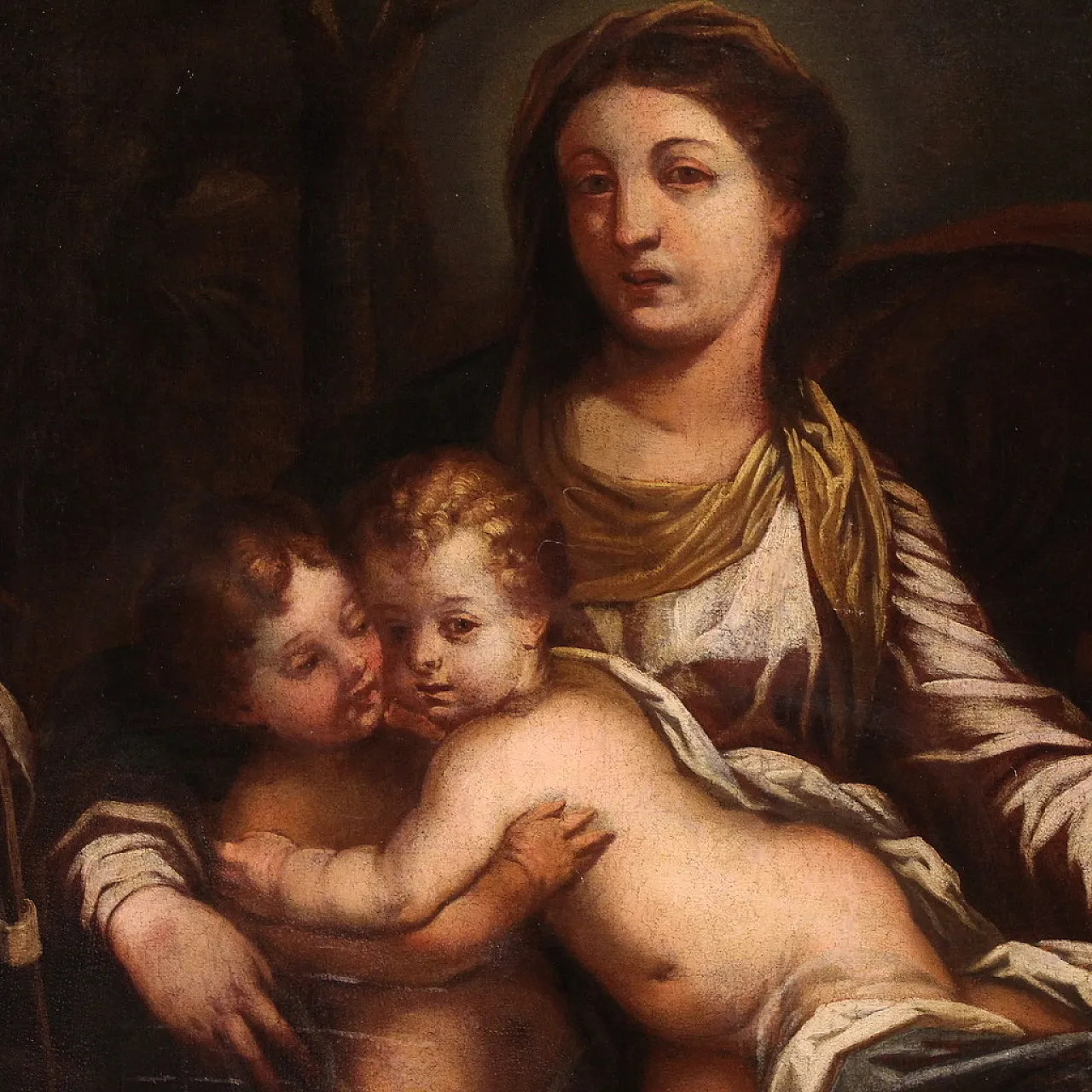 Holy Family, oil Italian painting, 17th century 5