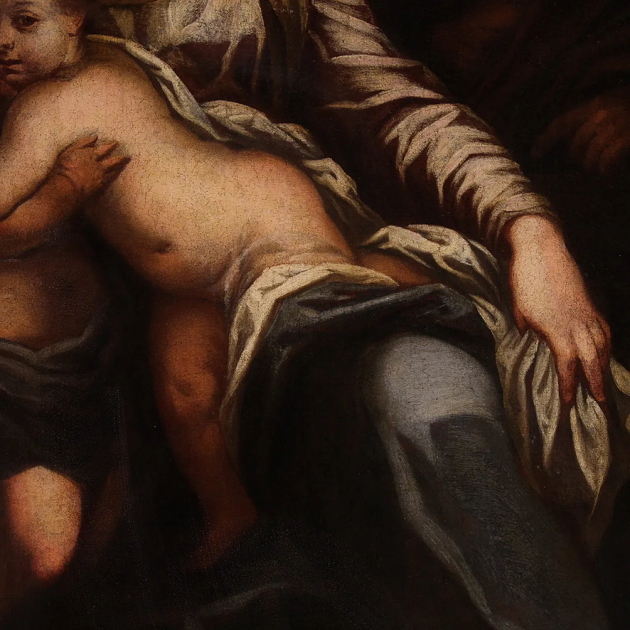 Holy Family, oil Italian painting, 17th century 8