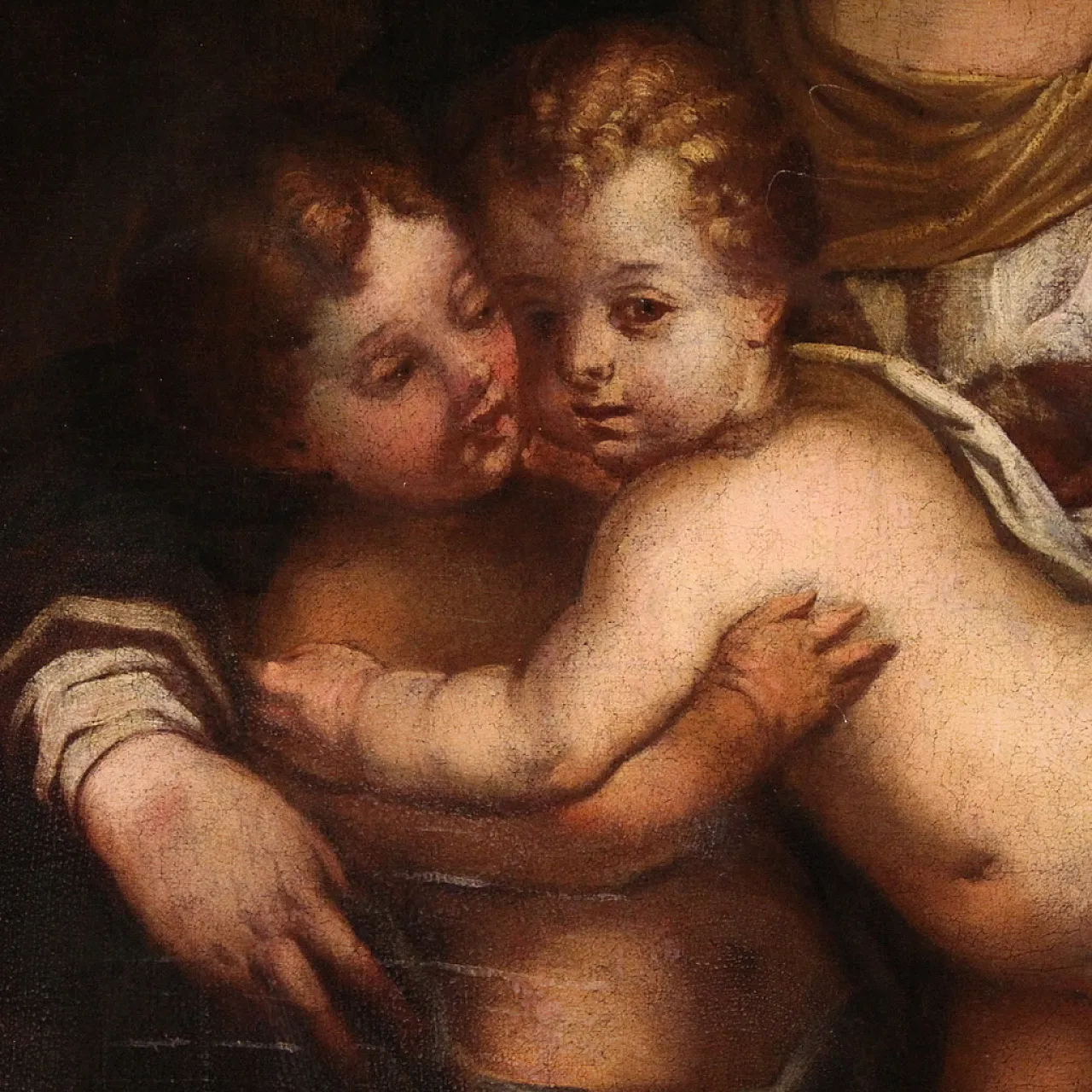 Holy Family, oil Italian painting, 17th century 9