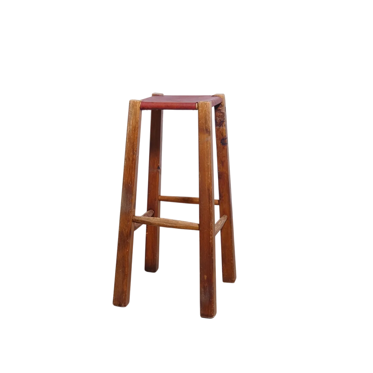 Sgabello in legno massello e cuoio, fine '900 20