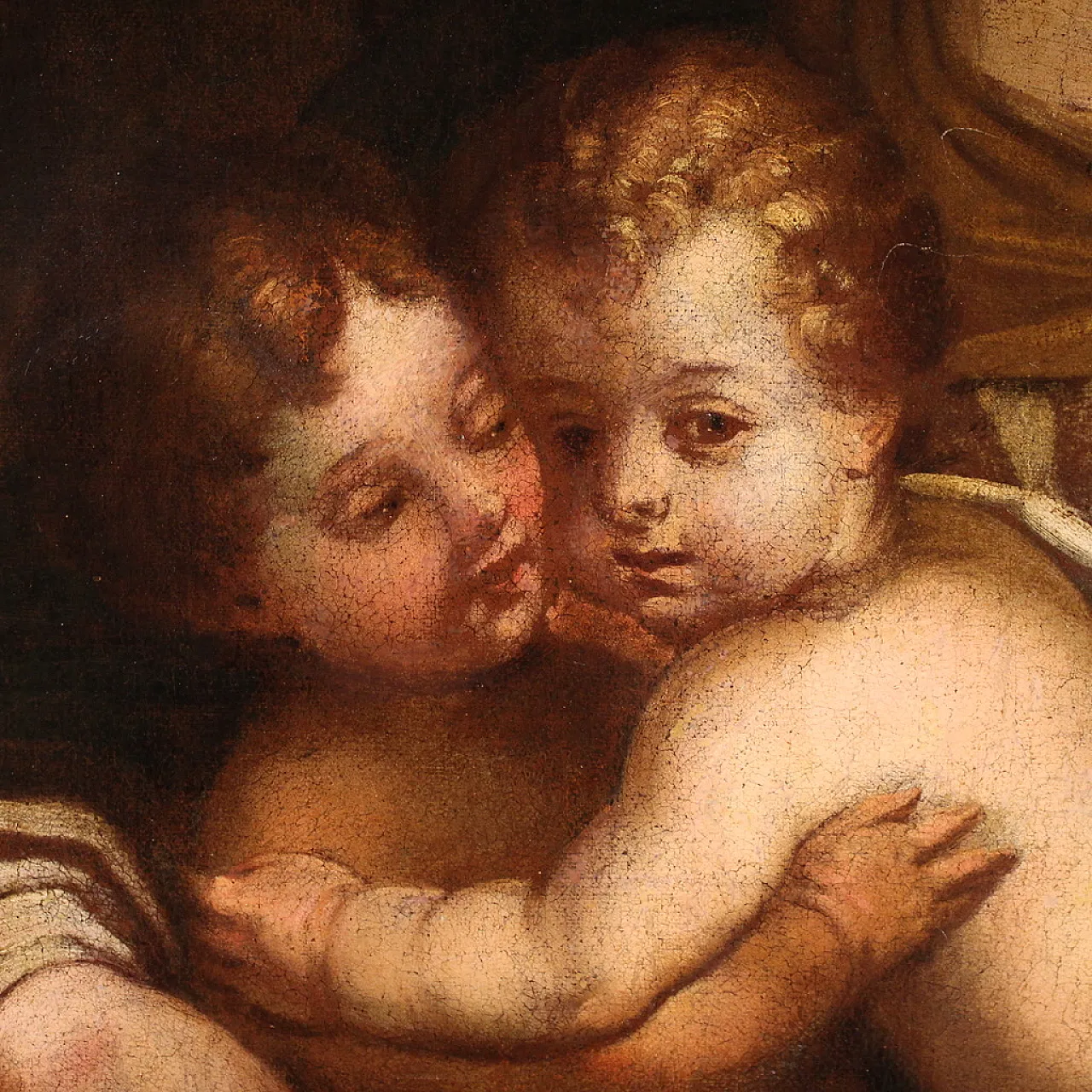 Holy Family, oil Italian painting, 17th century 15