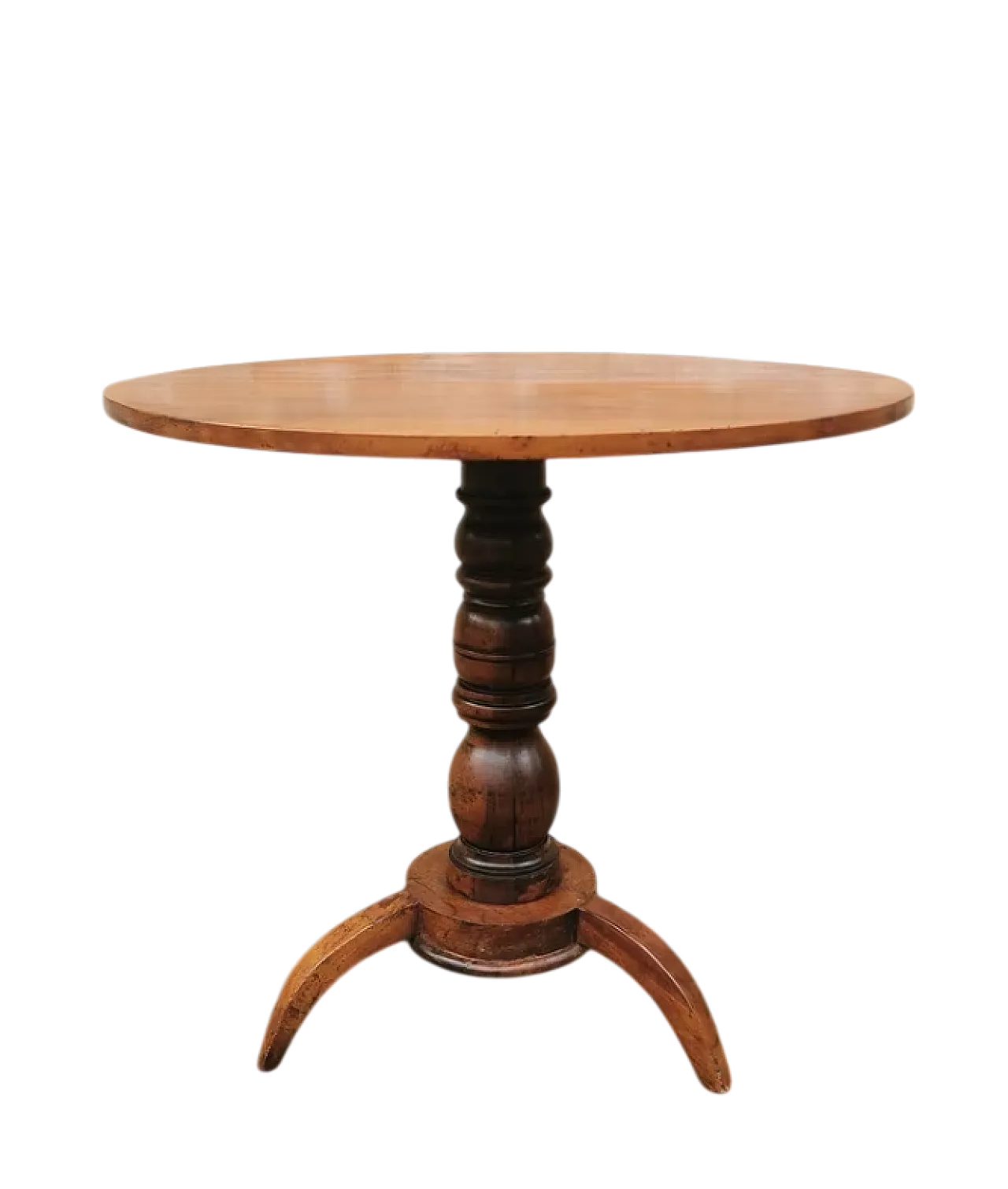 Tavolo tondo a ribalta in noce, fine '800 6